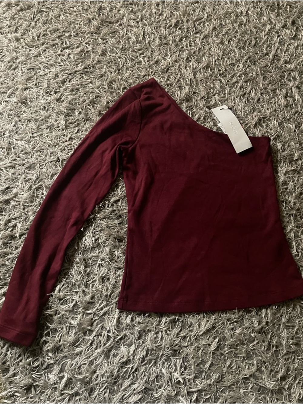 KOTN Burgundy Long Sleeve Boatneck Top